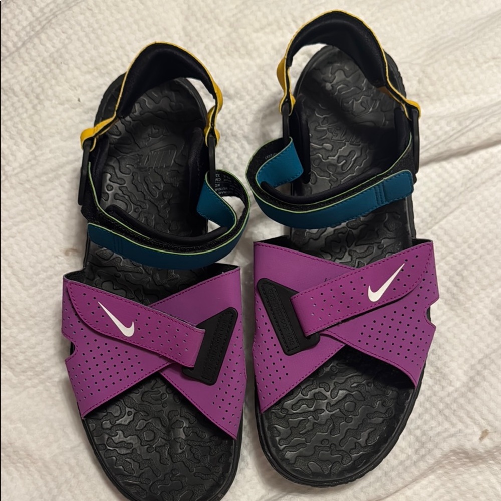 Nike Purple and Black Slide Sandals with Textured Sole